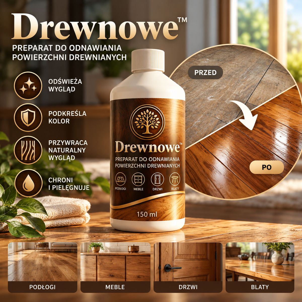 Drewnowe™ – Preparat do Odnawiania Drewna